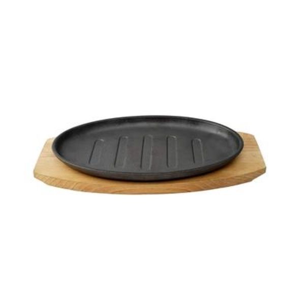 Sizzler Plate 27X17Cm Cast Iron Plate And Wood Board Rvt2023-217