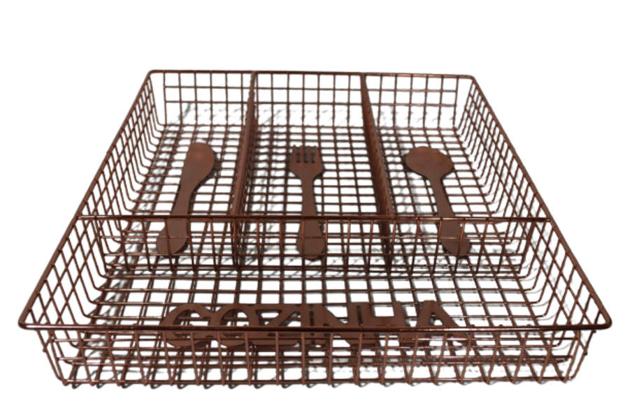 Cutlery Divider 32.5X26X5Cm 4 Division Copper Colour Cozinha Rvt643