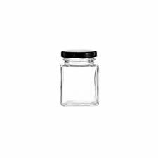 Jar 100Ml Square W/Blk Lid 15075