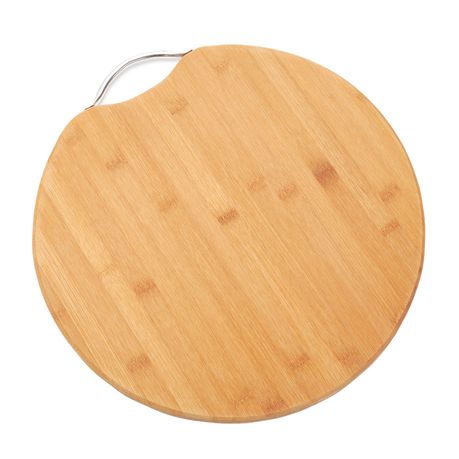 Chopping Board 34X1.8Cm Bamboo Round With Metal Handle