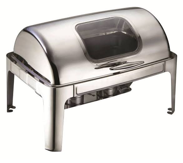 Chafing Dish 62X42X42Cm Rectangular With Window And Roll Top Lid Stainless Steel