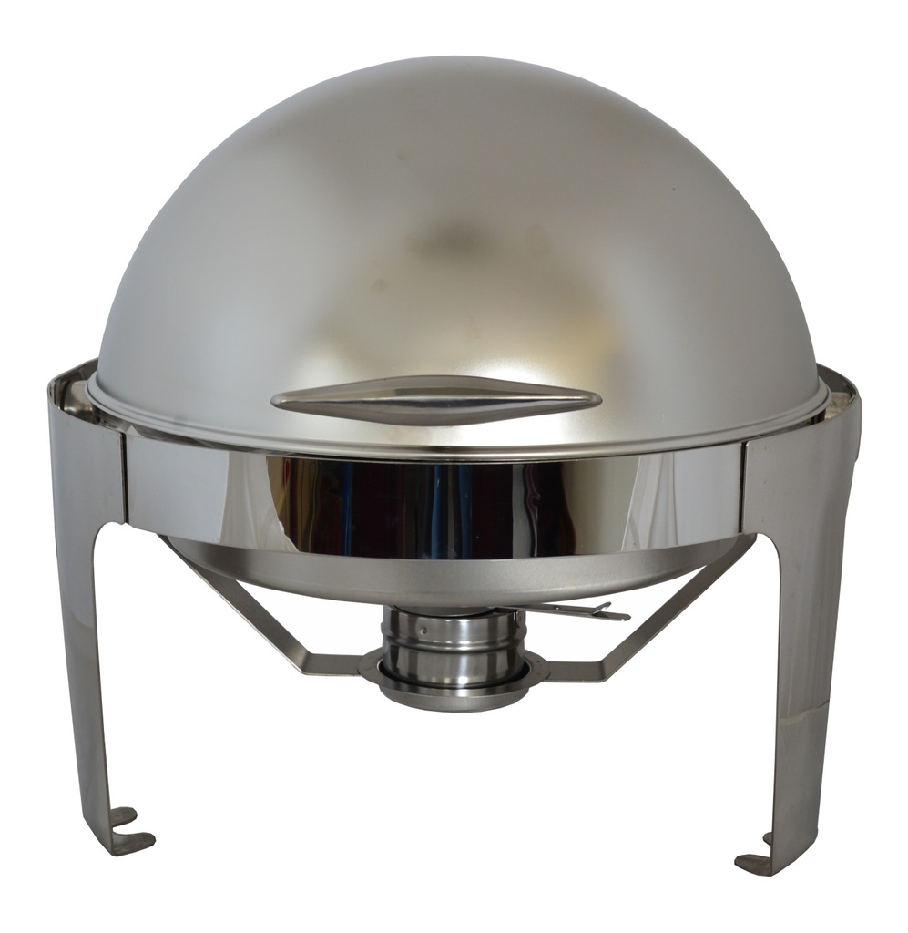 Chafing Dish 47X44Cm Round Plain With Roll Top Lid Stainless Steel