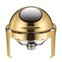 Chafing Dish 47X44Cm Round With Window And Roll Top Lid Gold