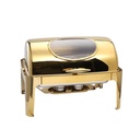 Chafing Dish 62X42X42Cm Rectangular With Window And Roll Top Lid Gold