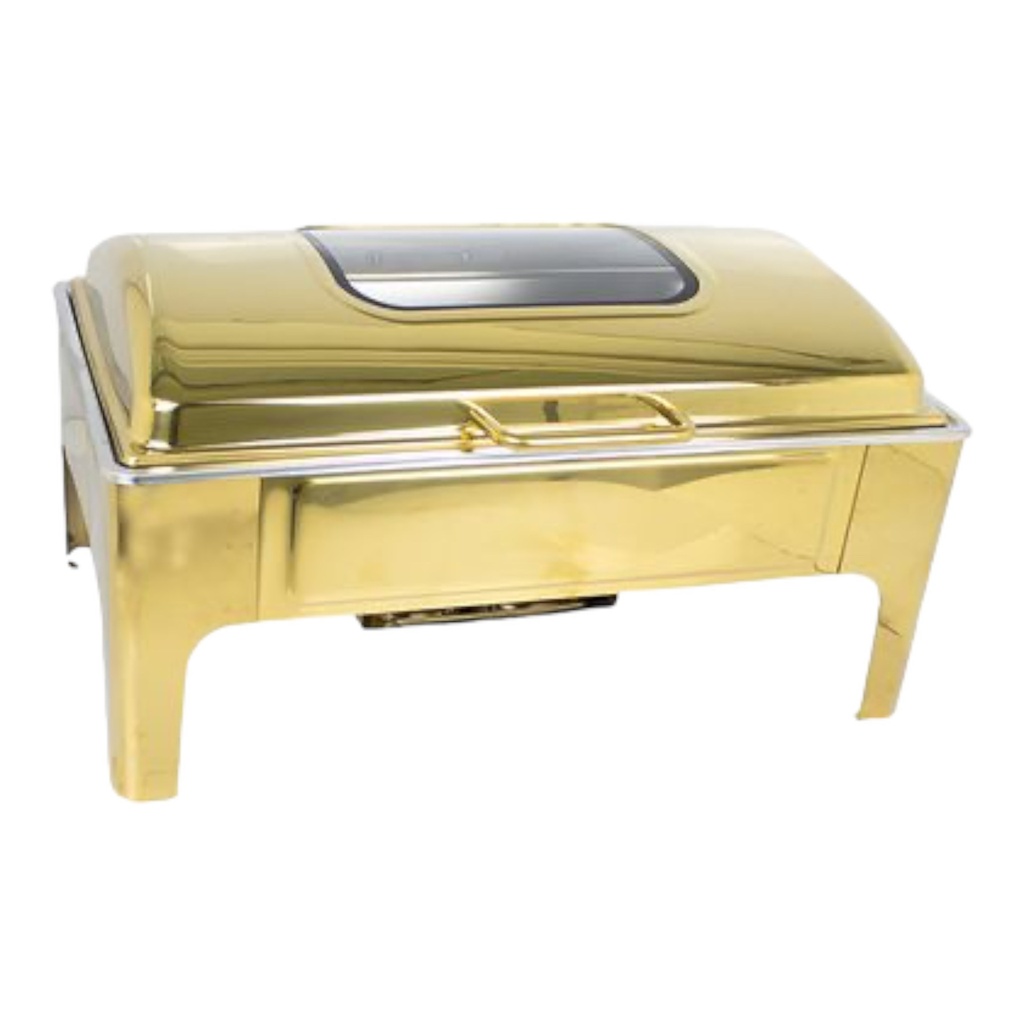 Chafing Dish 55X36.5X26Cm Shallow Rectangular With Window Gold