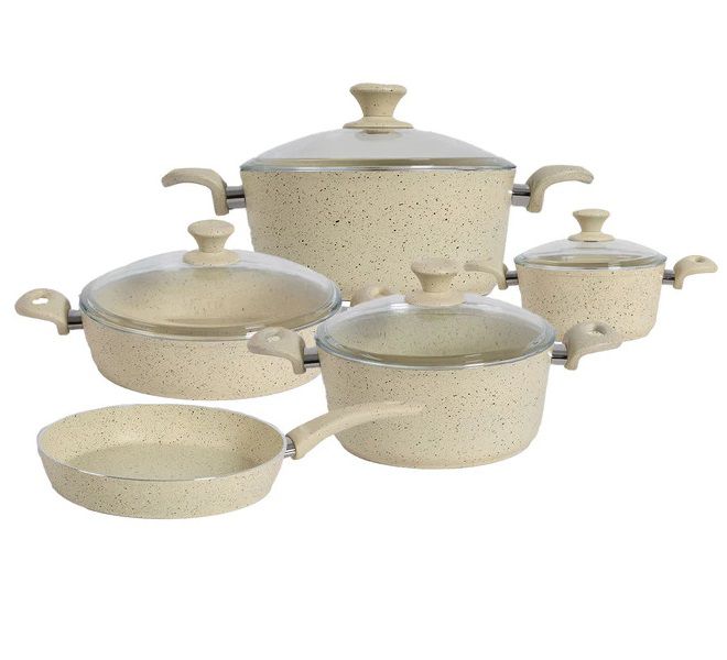 Pot Set 9Pc Des Chef Forged Aluminium With Glass Lids Bonera Berlin