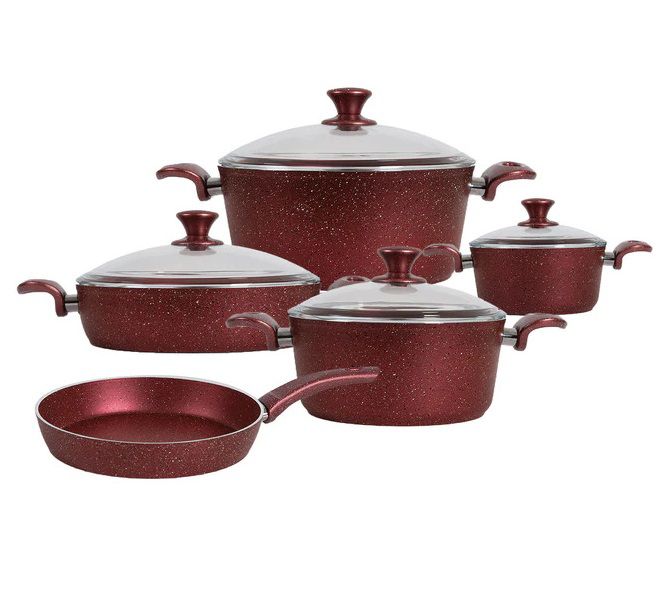 Pot Set 9Pc Des Chef Forged Aluminium With Glass Lids Bonera Berlin