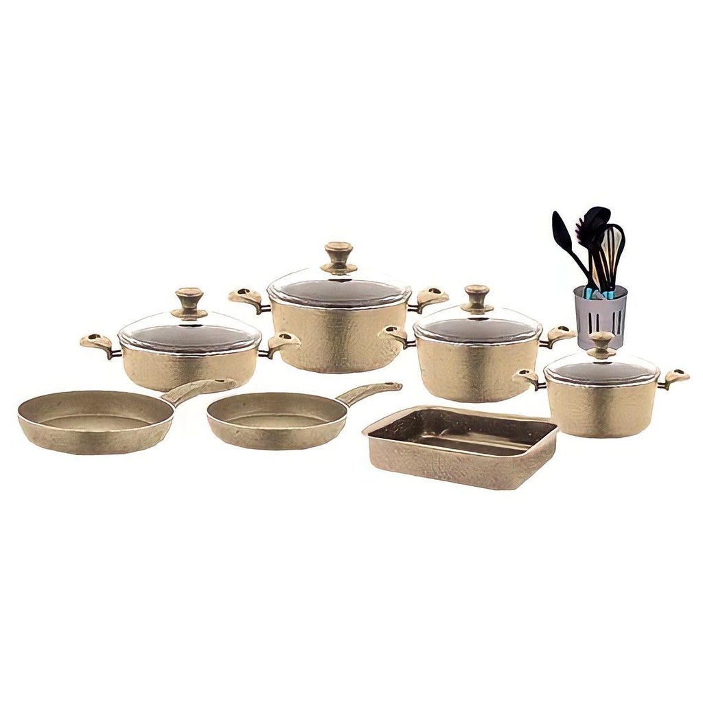 Pot Set 17Pc Trend Forged Aluminium With Glass Lids Bonera Berlin