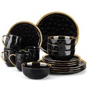 Dinner Set 20Pc Black, Gold Lines Rvt 3951