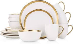 Dinner Set 20Pc Gold Rim Rvt 1004