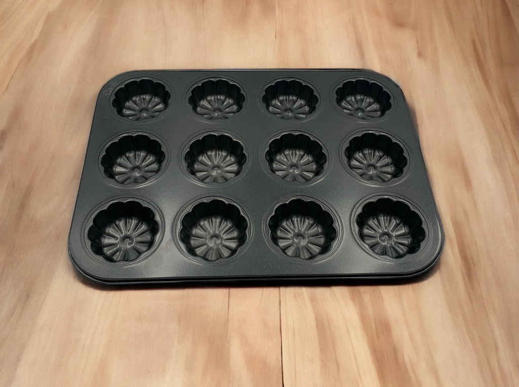 Muffin Pan 2Pc 12Cup 35X26X3Cm Flower Non-Stick