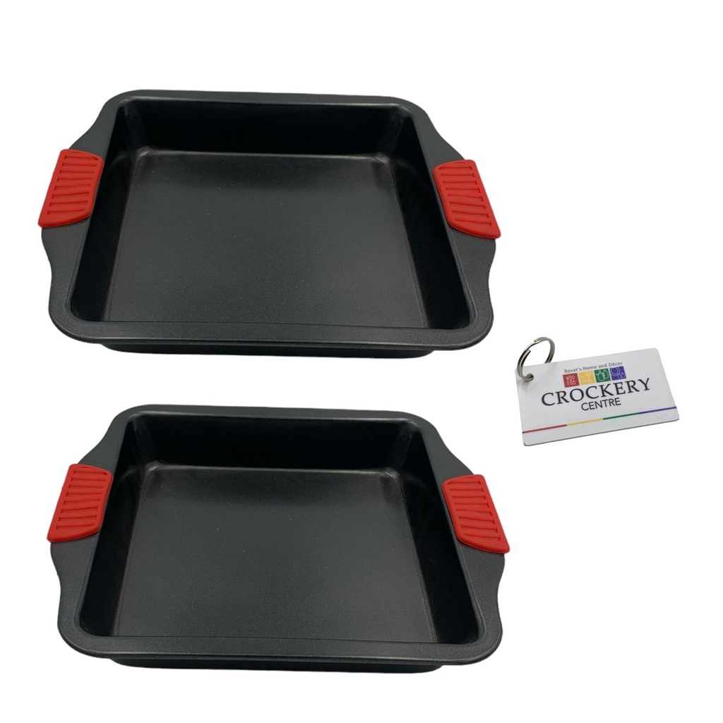 Baking Pan 30X26X4.5Cm Square Non-Stick Carbon Steel With Silicone Grip - Bakers Basics