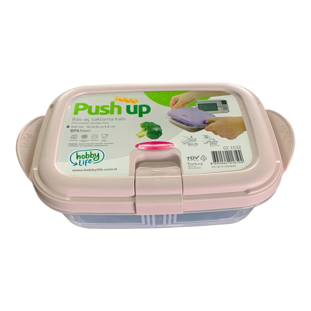 Container 400Ml 10.5X16.2X4.8Cm Push Up Microwave Bpa Free Hobby Life 021532