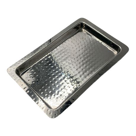 Tray 28X18X2.5Cm Stainless Steel Dotted Pattern Designer Collection Met-493-M