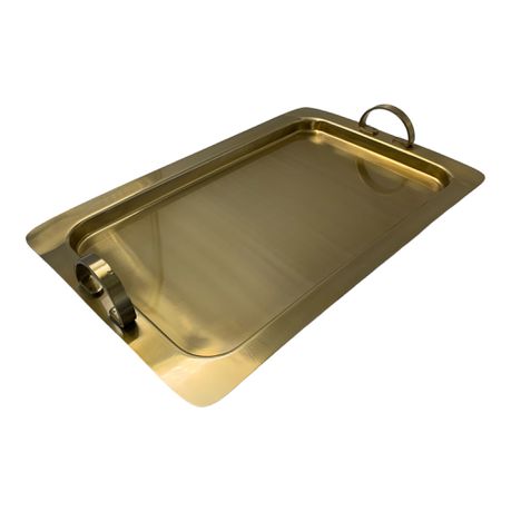 Tray 43X28X2Cm Gold Metal With Metal Handles Designer Collection Met-413-Wh