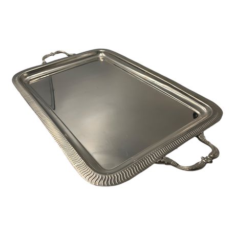 Tray 44.5X31.5X1.5Cm Brass Classic Style With Decal Border And Handles Designer Collection Erm01/A