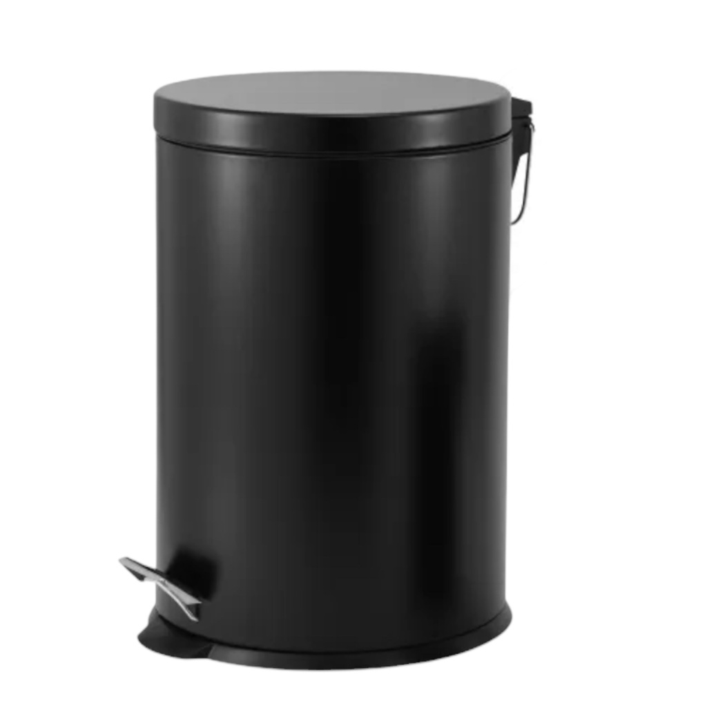 Dustbin 20Lt Pedal Bin Matt Black W/Dome