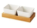 Bowl Set 2Pc Porcelain With Bamboo Lids & Tray Zh-53