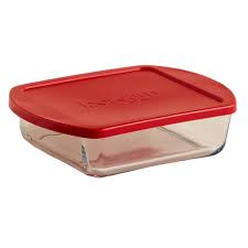 Casserole 1040Ml 210X164X55Mm Borosilicate Glass With Red Lid Borcam 59854