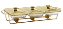 Chafing Dish 3x1.5L Dishes With Warmer Gold