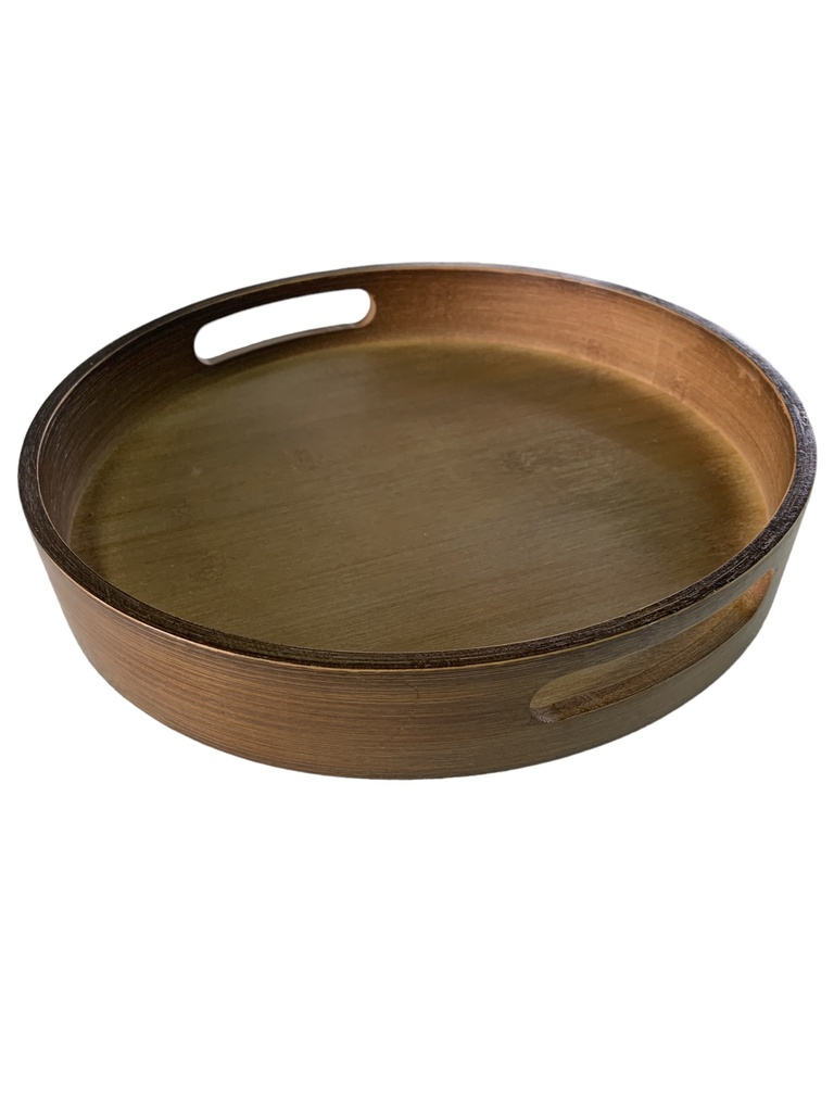 Tray 30X5Cm Round Wooden Brown Rvt 2023-401