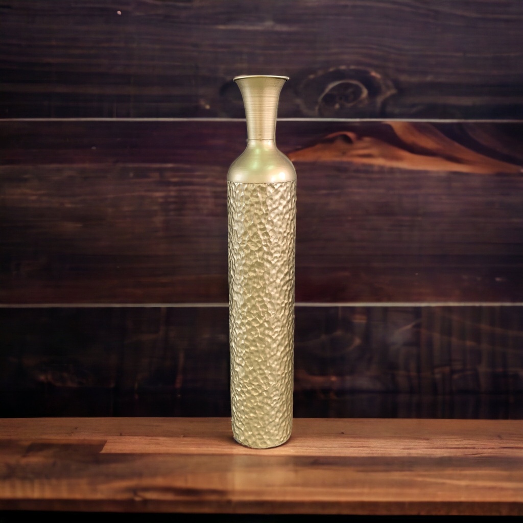 Vase 89.5X16Cm Metal Gold Hammered Rvt2023-358