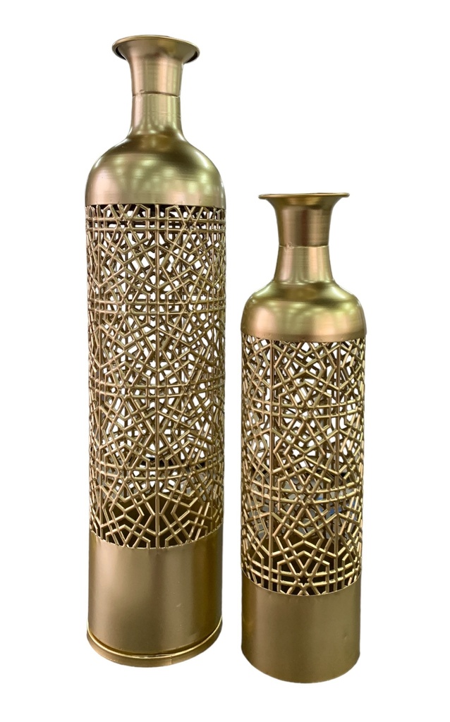 Vase 2Pc Set Metal Gold Rvt2023-356