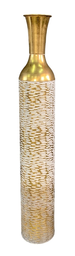 Vase 88.5X14Cm Metal Gold With Grey & White Rvt2023-360