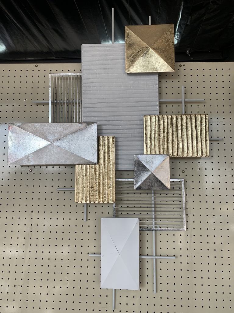 Wall Art 117X82Cm Geometrical Gold,White & Silver Rvt2023-366