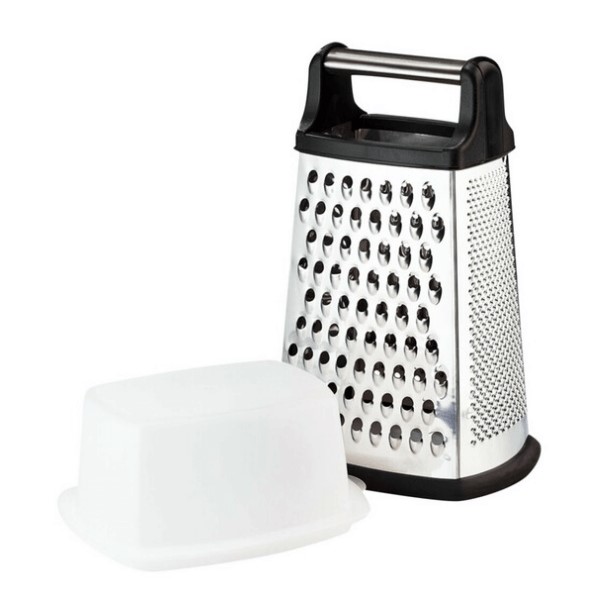 Grater 23X11X8Cm 4 Sided Stainless Steel With Plastic Container Rvt2023-215