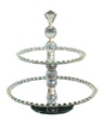 Cake Stand 2 Tier Round Mirror With Diamante On Rotating Stand Rvt2023-290