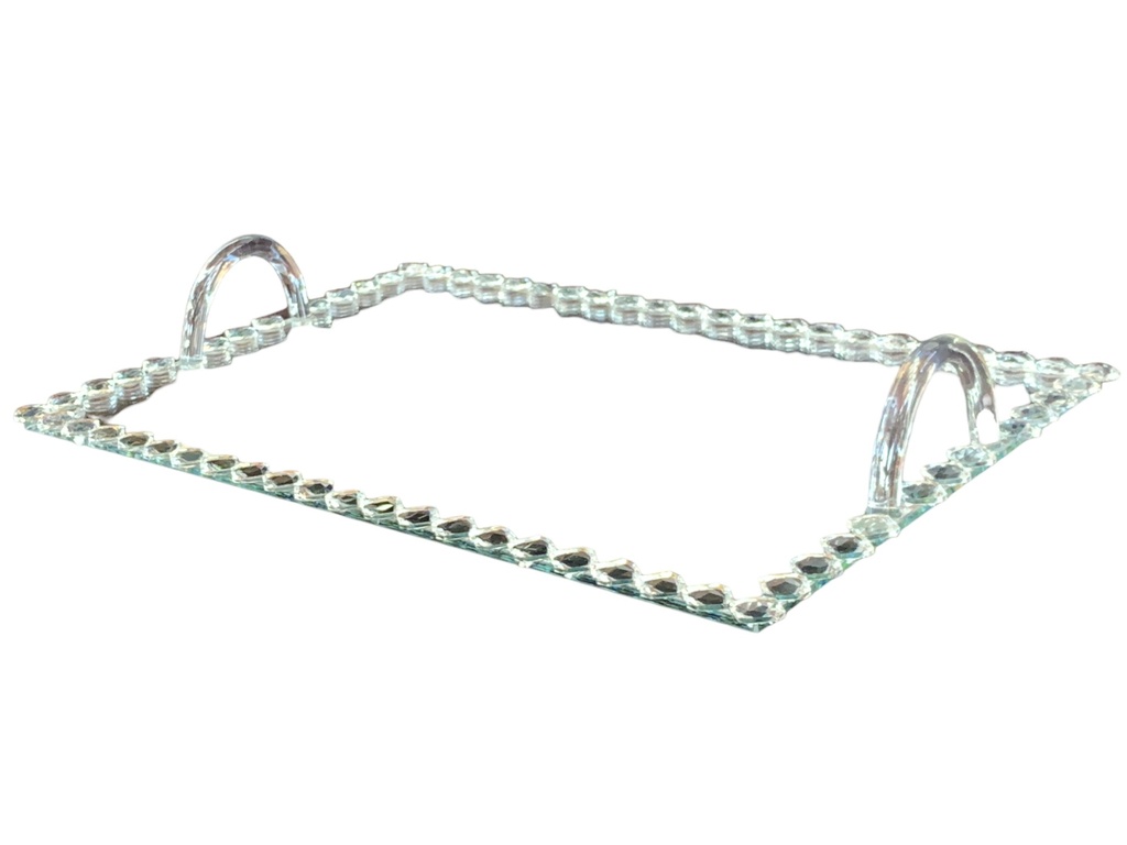 Tray 36X26Cm Mirror With Diamante & Handles Rvt2023-292