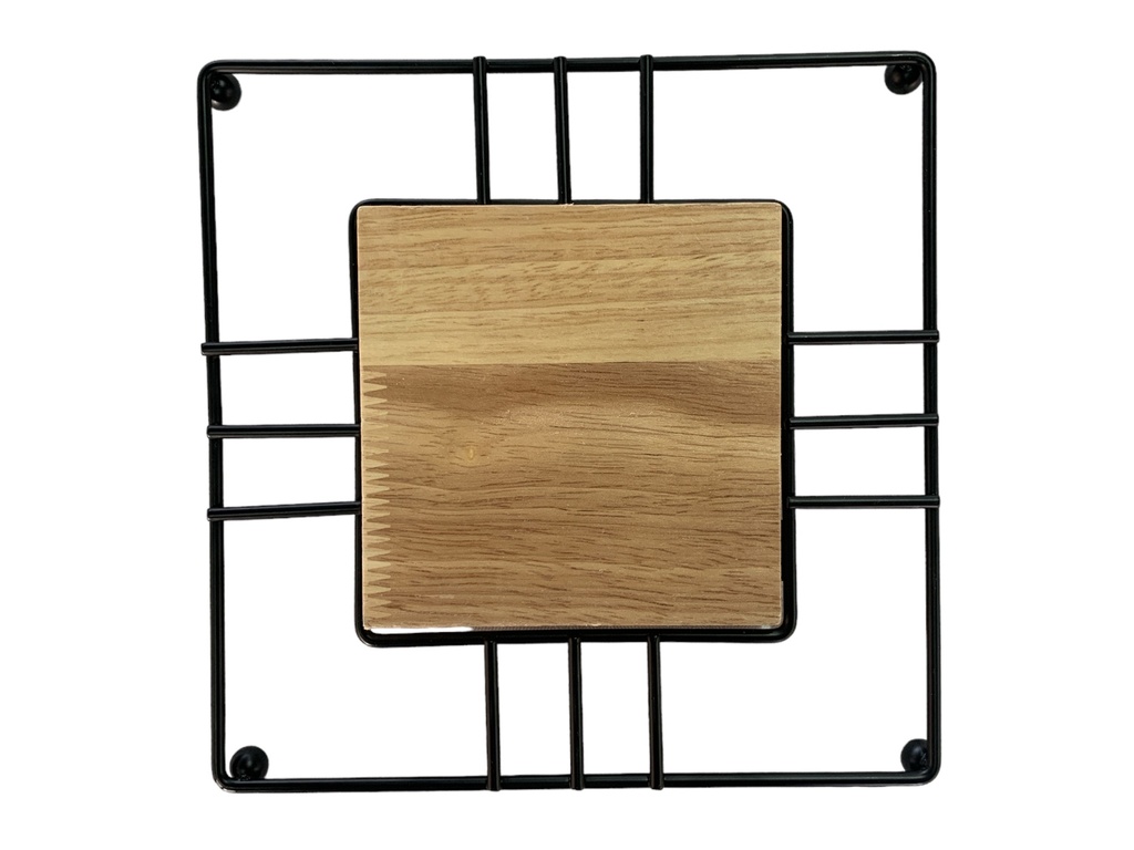 Trivet 18X18Cm Black With Wood Rvt2023-245