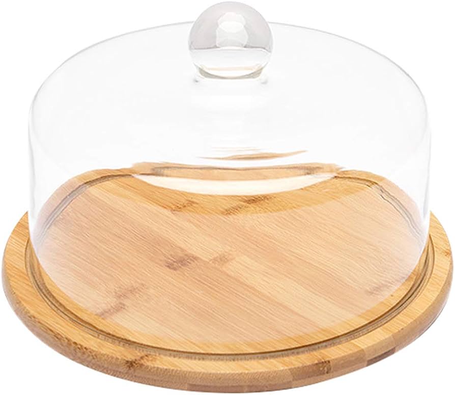 Cake Plate Wooden With Clear Cover 26X10Cm Acrylic Rvt2023-154