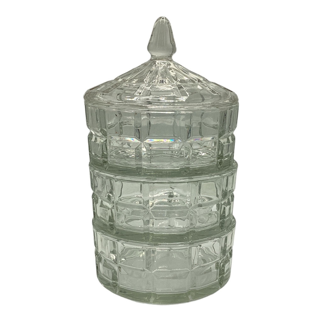 Jar 3 Tier 25X13Cm Glass With Lid Rvt2023-176