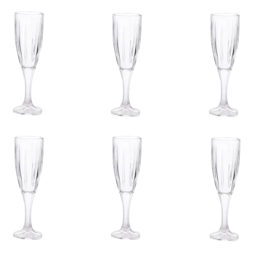 Champagne Glass 210Ml 6Pc Linear F222-1 Rvt2023-169