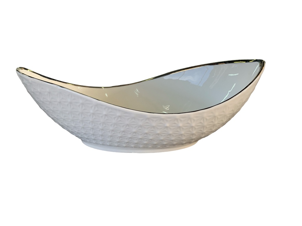 Bowl 26X13.5X8.5Cm Twisted Embossed With Gold Rim Rvt2023-334