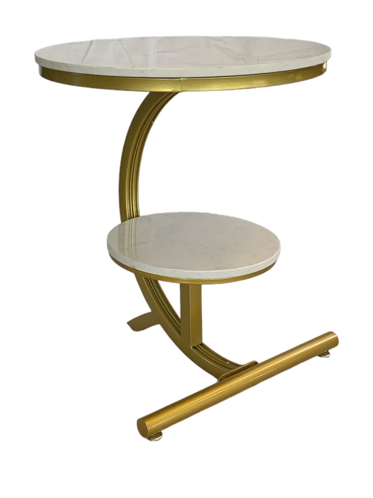 Side Table 2 Tier Round Metal With Marble Top Rvt2023-380