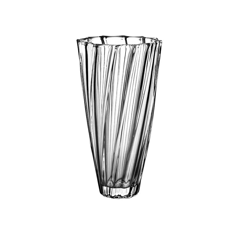 Vase 25Cm Glass Grooved Twist Rvt2023-260