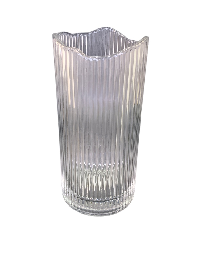 Vase 25X12Cm Glass Irregular Design Linear Rvt2023-262