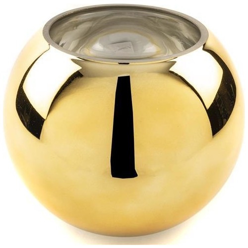 Vase 23Cm Glass Round Bowl Gold Rvt2023-251