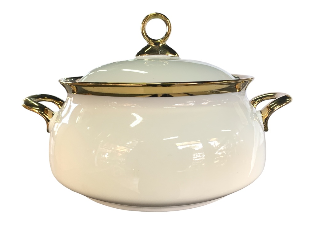 Casserole 19X10Cm Porcelain With Gold Rim Rvt2023-146