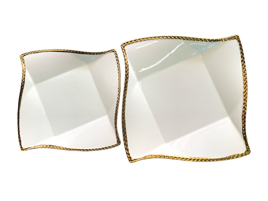 Dinner & Side Plate Set Square With Wave Gold Rim Rvt 2023-136-7