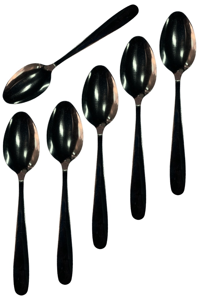 Dessert Spoon 6Pc Black Stainless Steel Teardrop