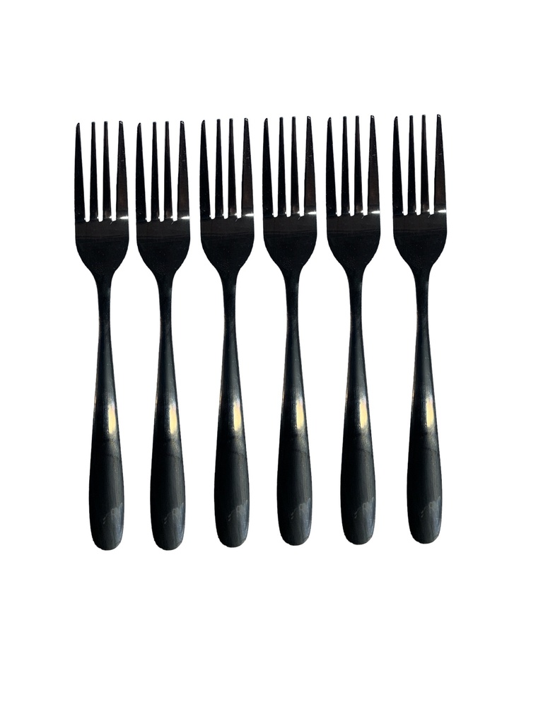 Table Fork 6Pc Black Stainless Steel Teardrop