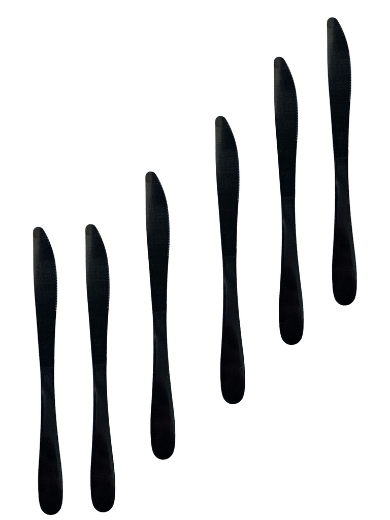 Table Knife 6Pc Black Stainless Steel Teardrop