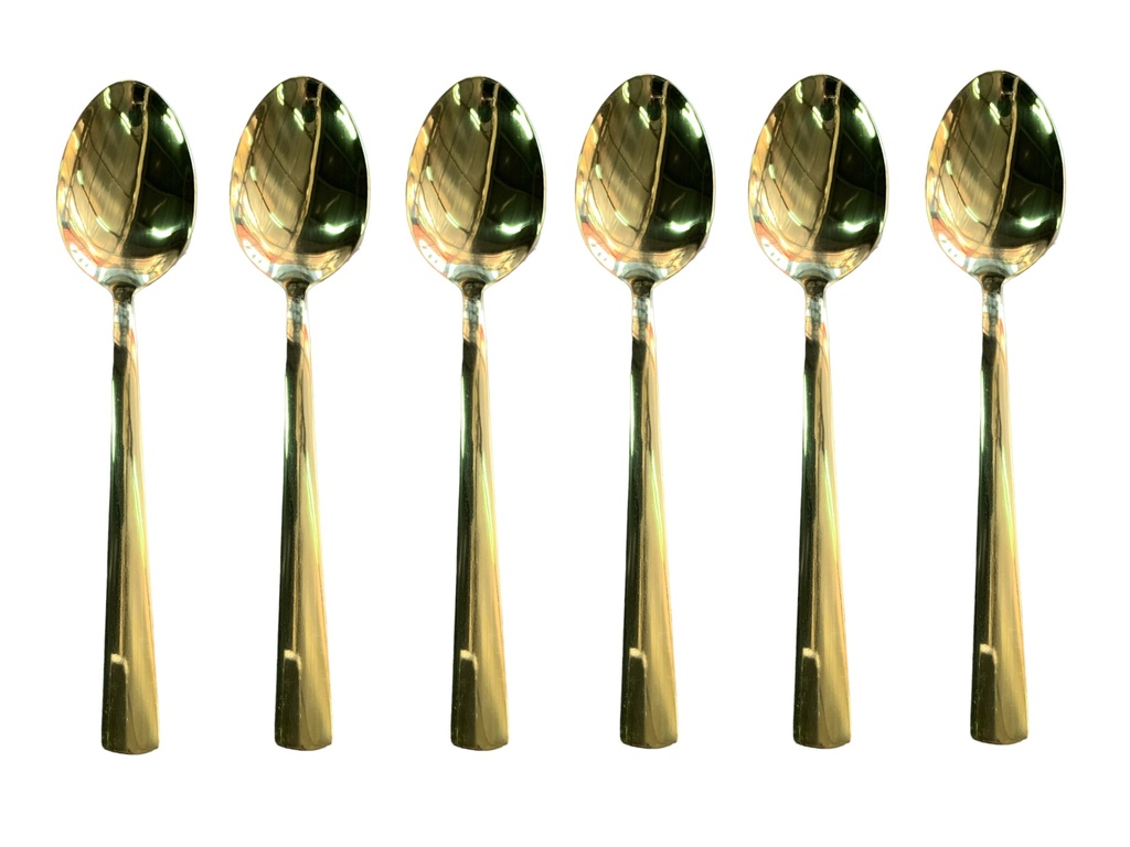 Dessert Spoon 6Pc Gold Square Handle Broad Rvt2023-092