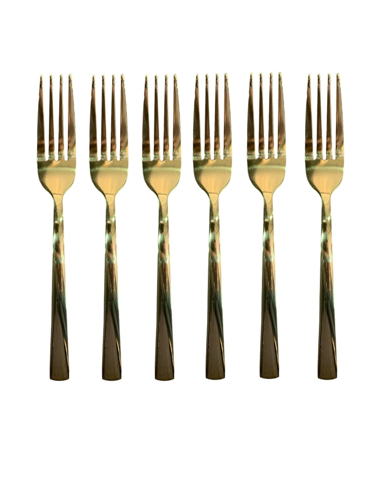 Table Fork 6Pc Gold Square Handle Broad Rvt2023-093