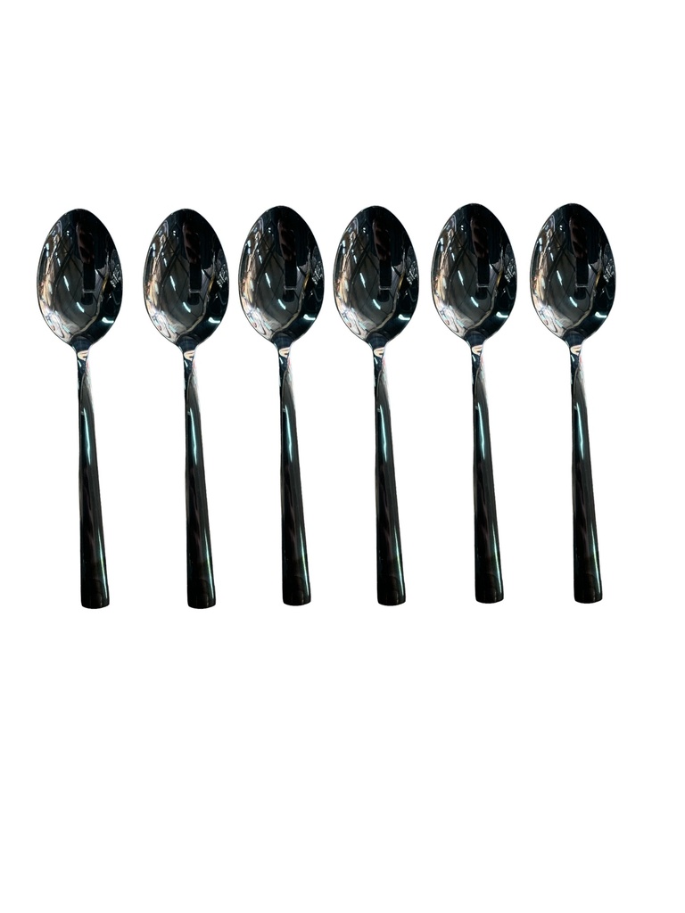 Dessert Spoon 6Pc Black Square Handle Broad Rvt2023-096