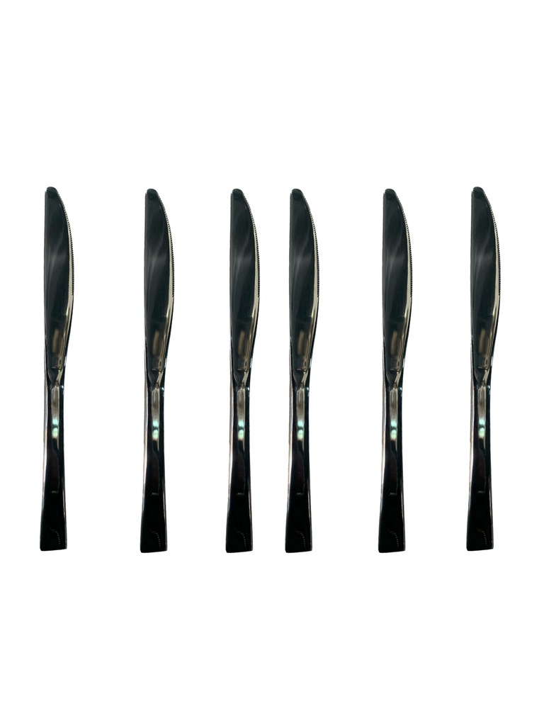 Table Knife 6Pc Black Square Handle Broad Rvt2023-098